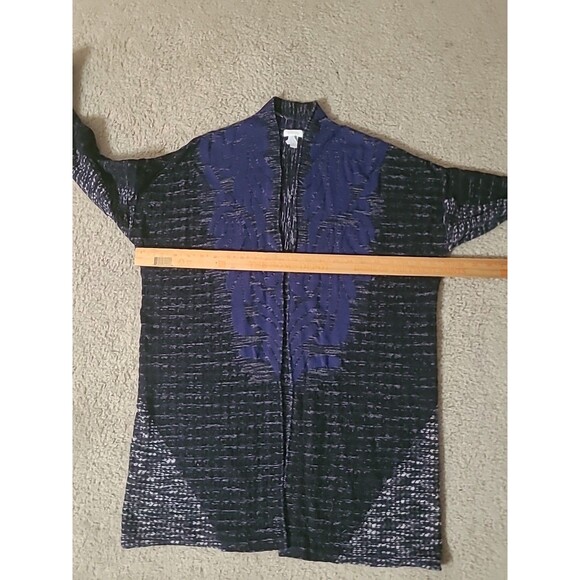 CHICO'S Cardigan Sweater Womens 2 (L) Duster Open Front Long Sleeve Blue Black - Picture 13 of 14